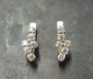 Sparkly Diamond Earrings - Brilliant Drop Earrings - Clear Vintage Earrings