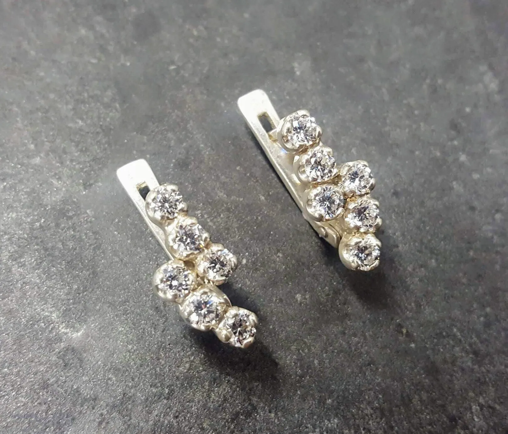 Sparkly Diamond Earrings - Brilliant Drop Earrings - Clear Vintage Earrings