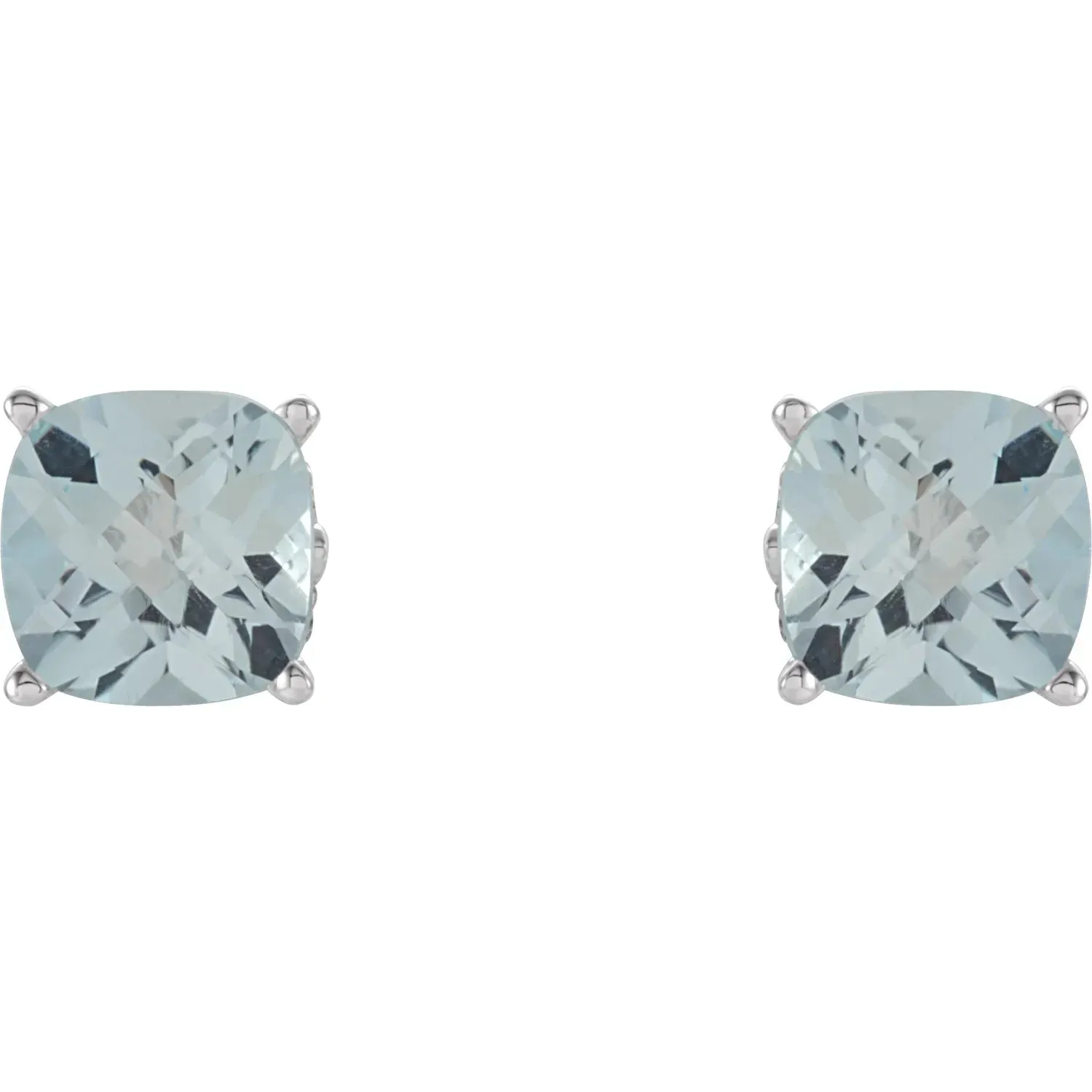 Sterling Silver 5x5 mm Cushion Natural Sky Blue Topaz Earrings