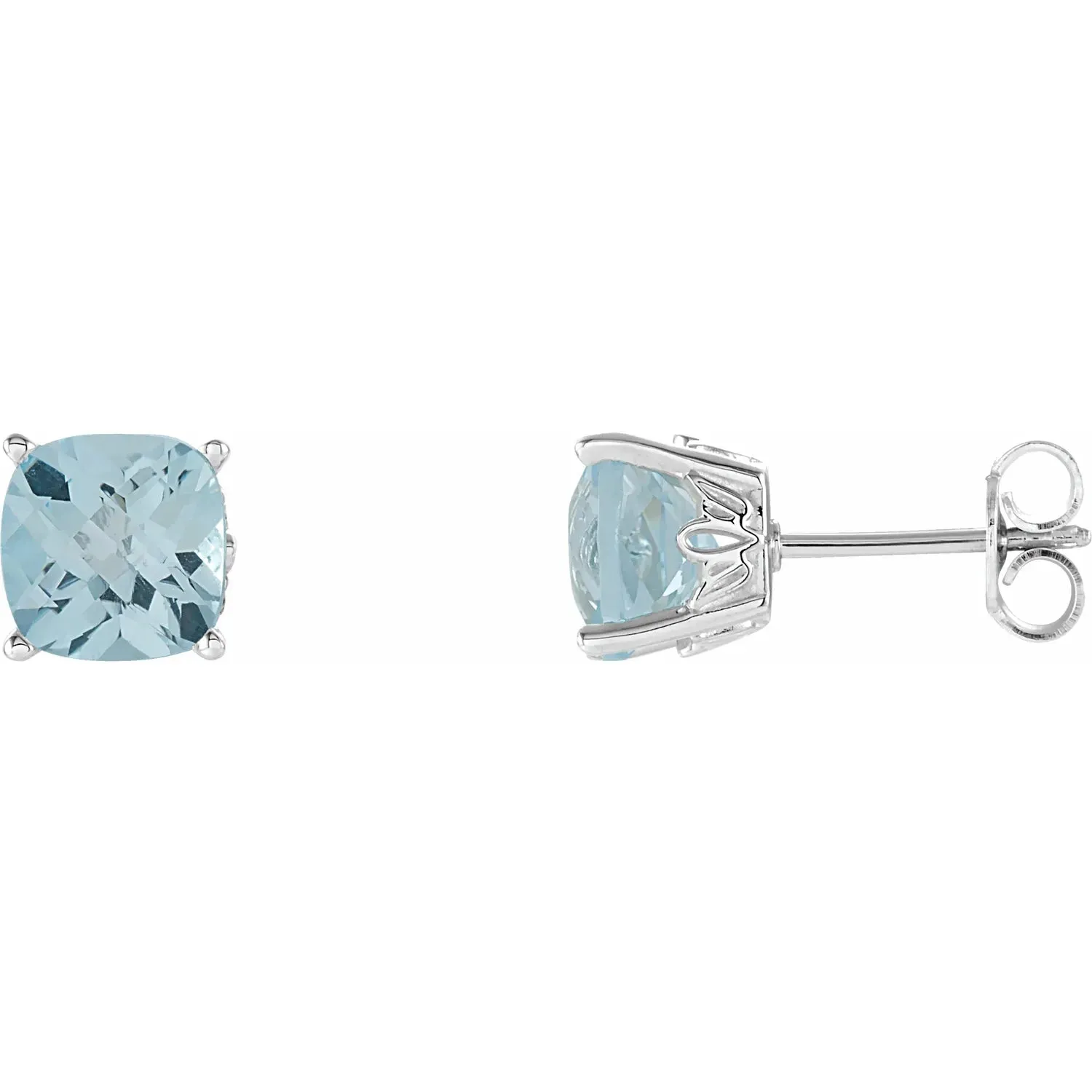 Sterling Silver 5x5 mm Cushion Natural Sky Blue Topaz Earrings