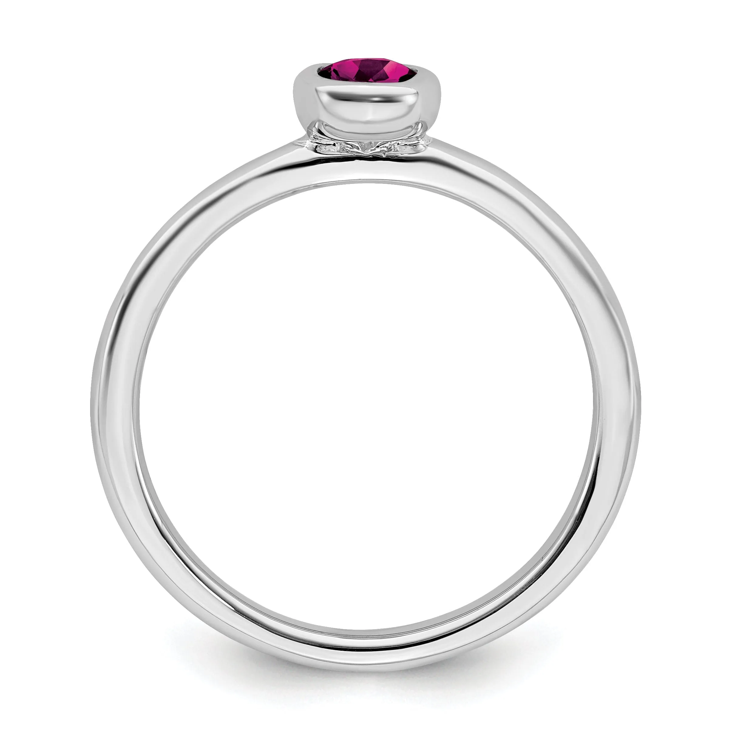 Sterling Silver Oval Created Ruby Ring