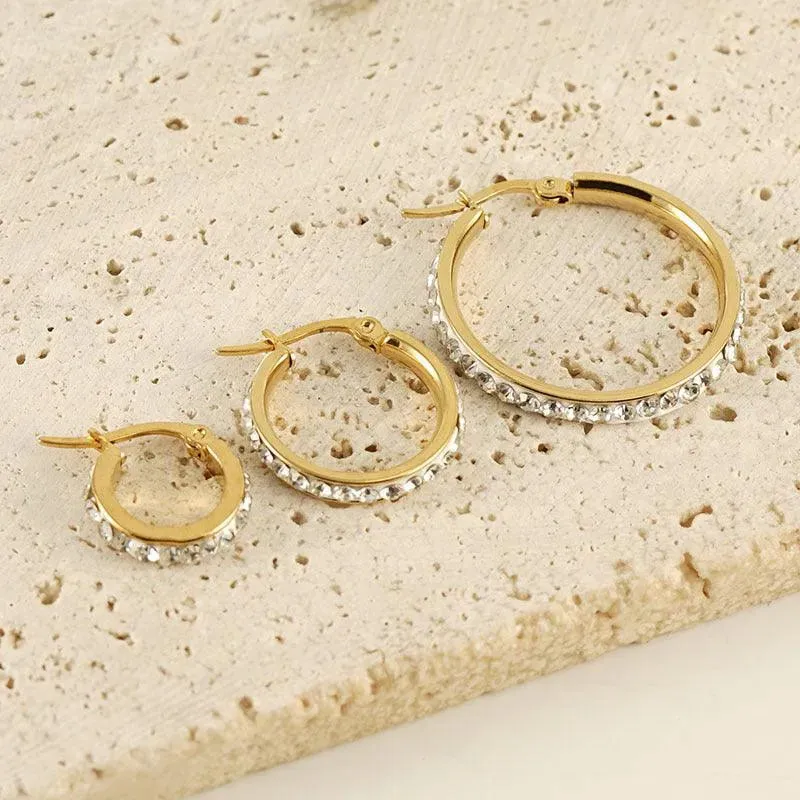 Stunning 18K Gold Plated Hoop Earrings with Zircon Embellishments