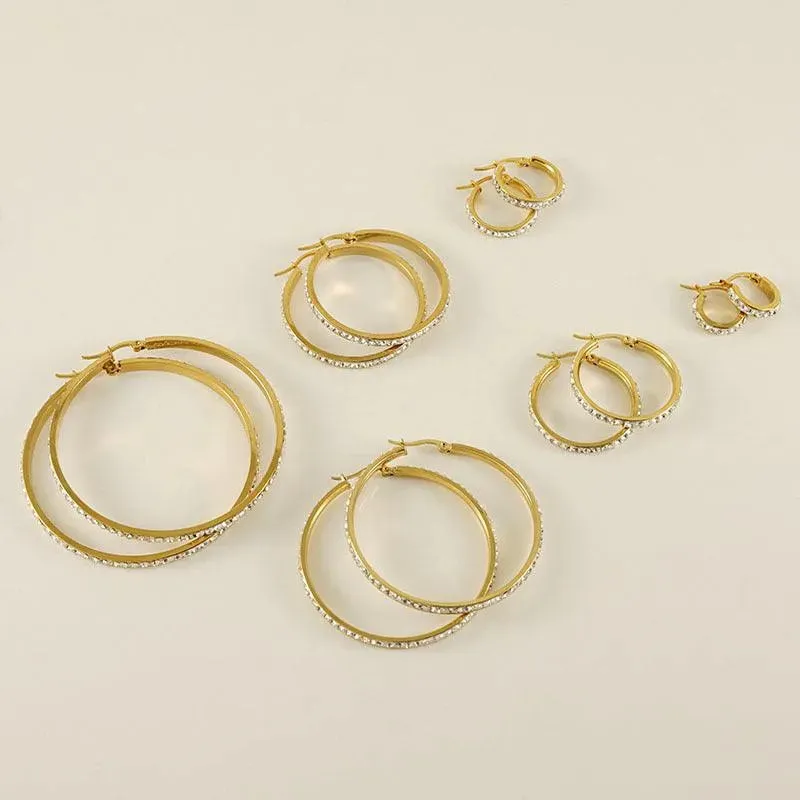 Stunning 18K Gold Plated Hoop Earrings with Zircon Embellishments