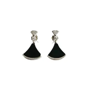 Stunning Blackish Green Small Skirt Stud Earrings with Sterling Silver and Natural Jade