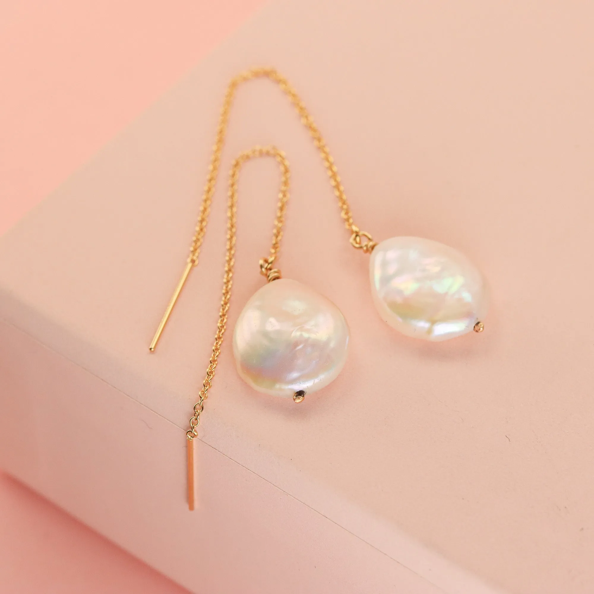 Stunning Keshi Pearl Threader Earrings