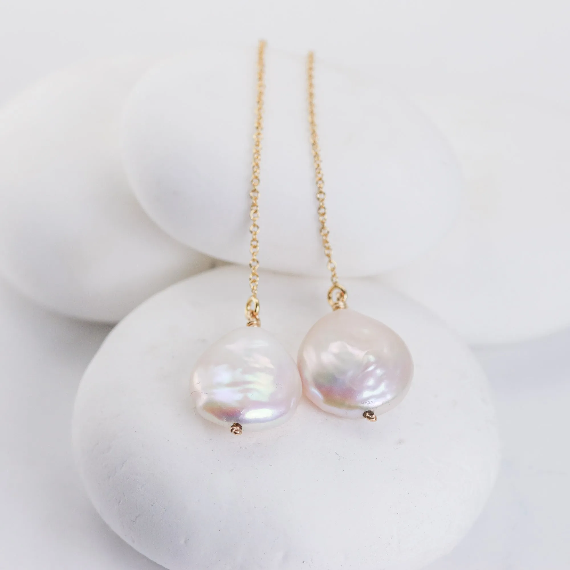 Stunning Keshi Pearl Threader Earrings