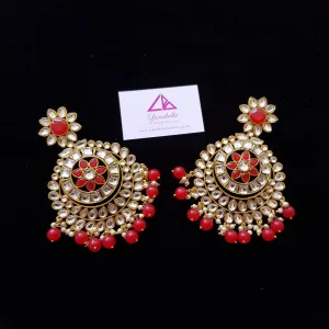 Stunning Kundan Studded Chandbali Earrings