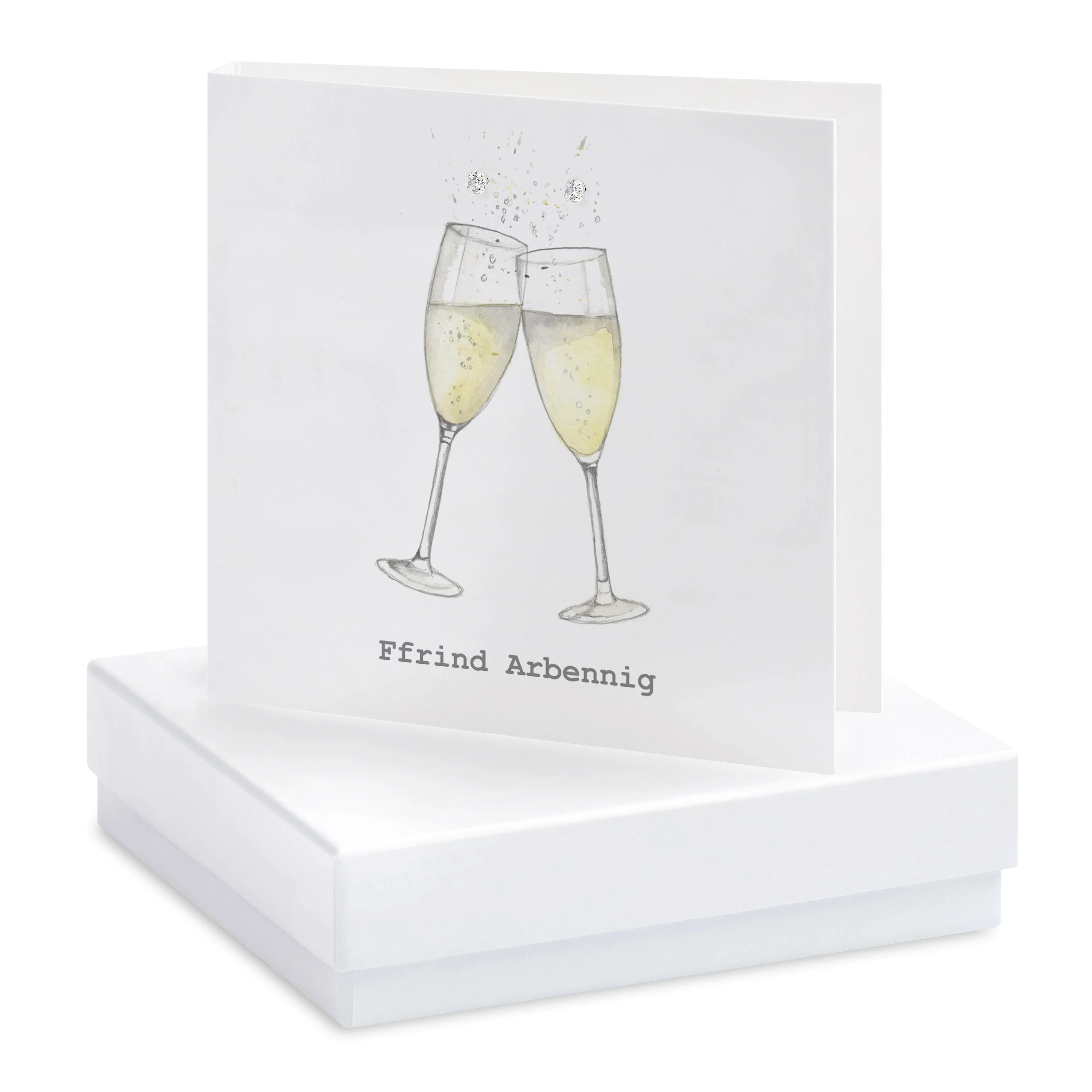 Stunning Sterling Silver Welsh Champagne Design  - Stud Earrings for Your Special Friend - Includes Beautiful Gift Box and Card