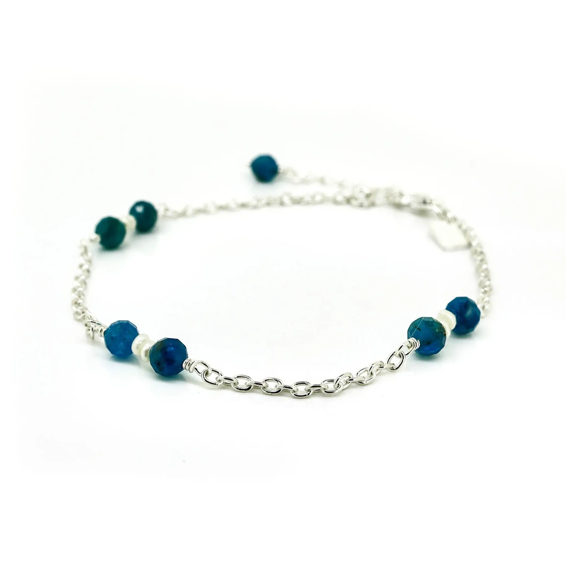 Summer Sky Apatite Pearl Silver Bracelet