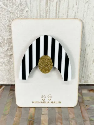 Swimmer Magnet Brooch, Black/White Stripes & Gold