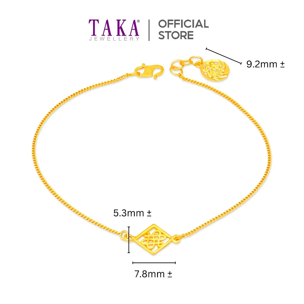 TAKA Jewellery 916 Gold Bracelet with Wishful Knot