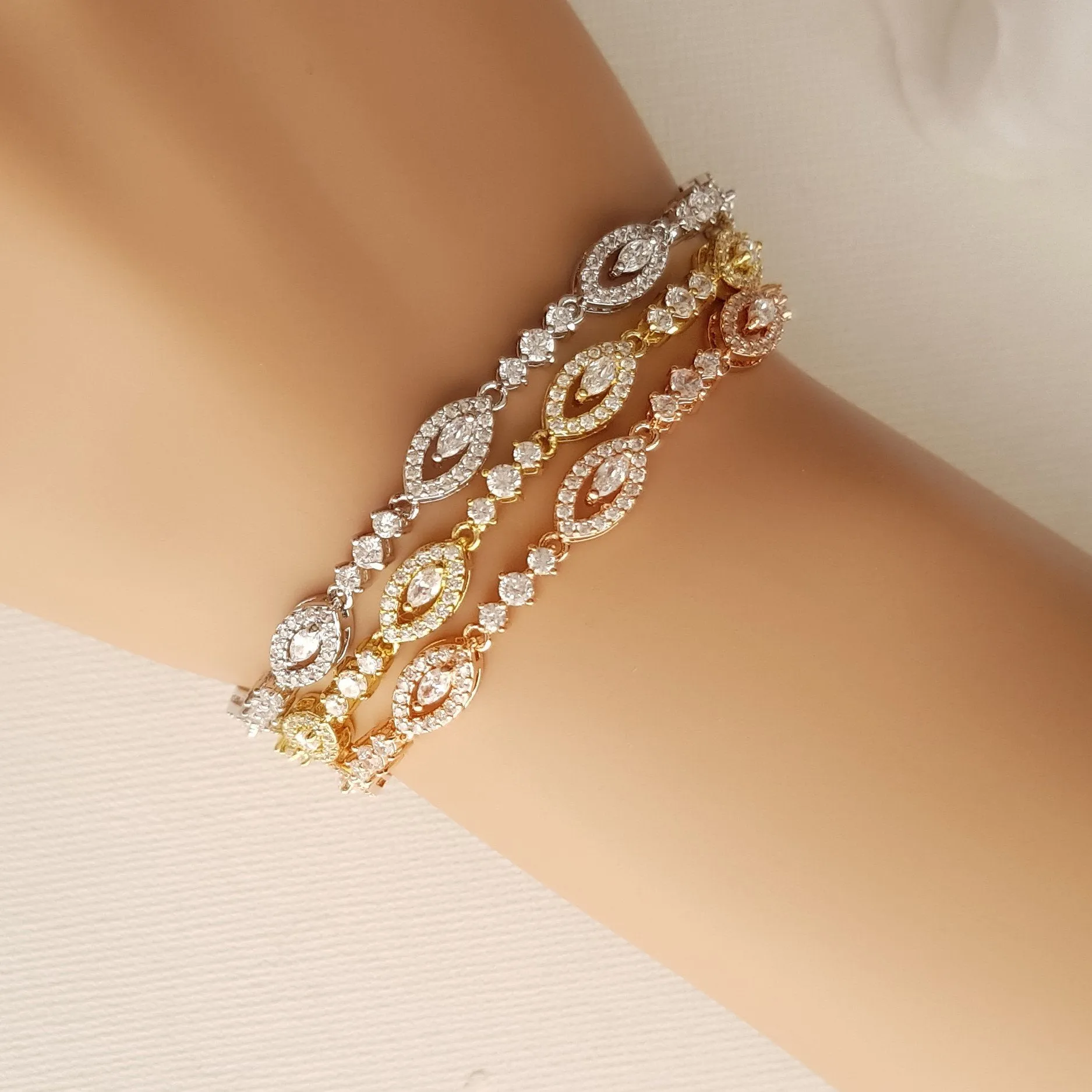 Thin Gold Wedding Bracelet- Hannah