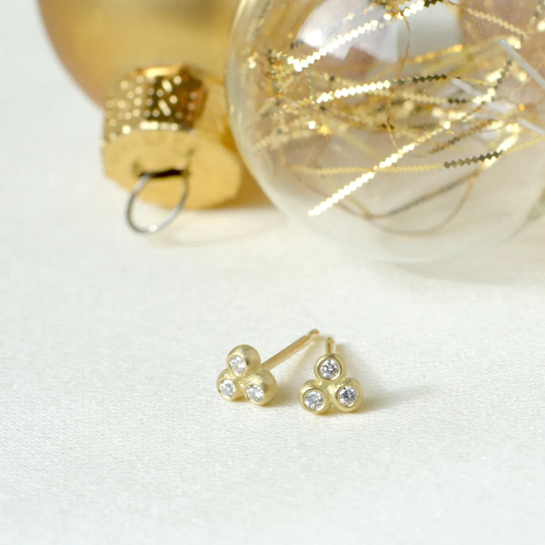 Trinity Bezel Diamond Mini Studs