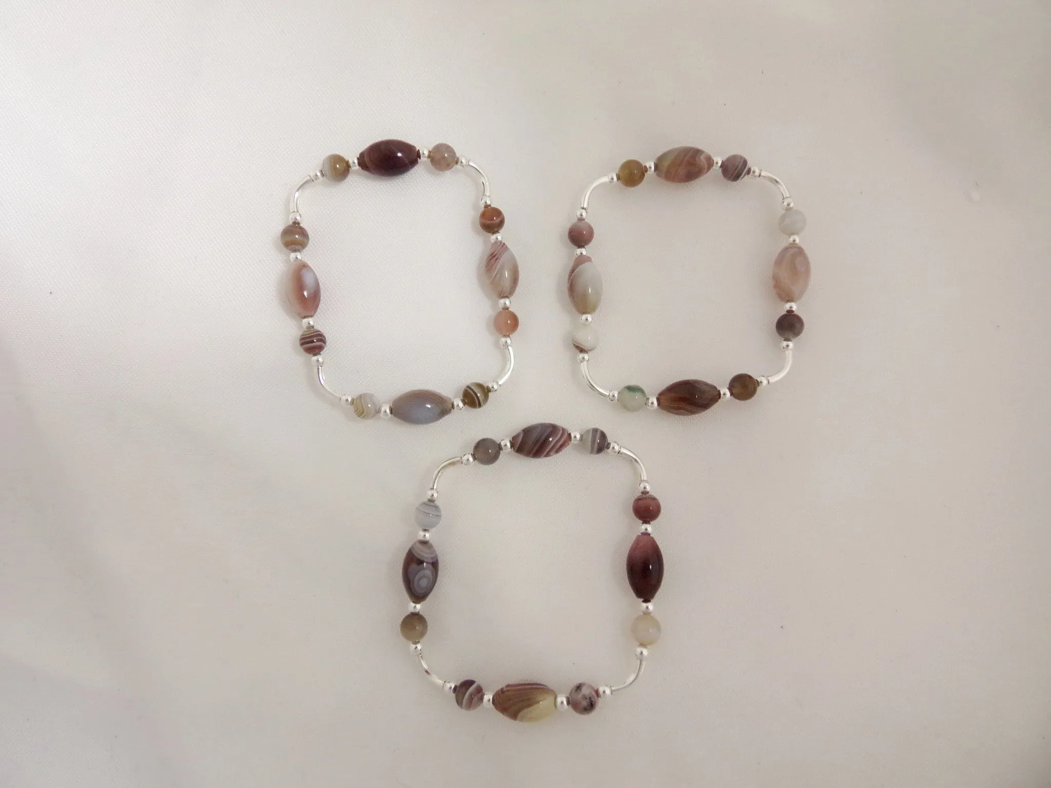 Triplet Set of Botswana Agate Bracelets