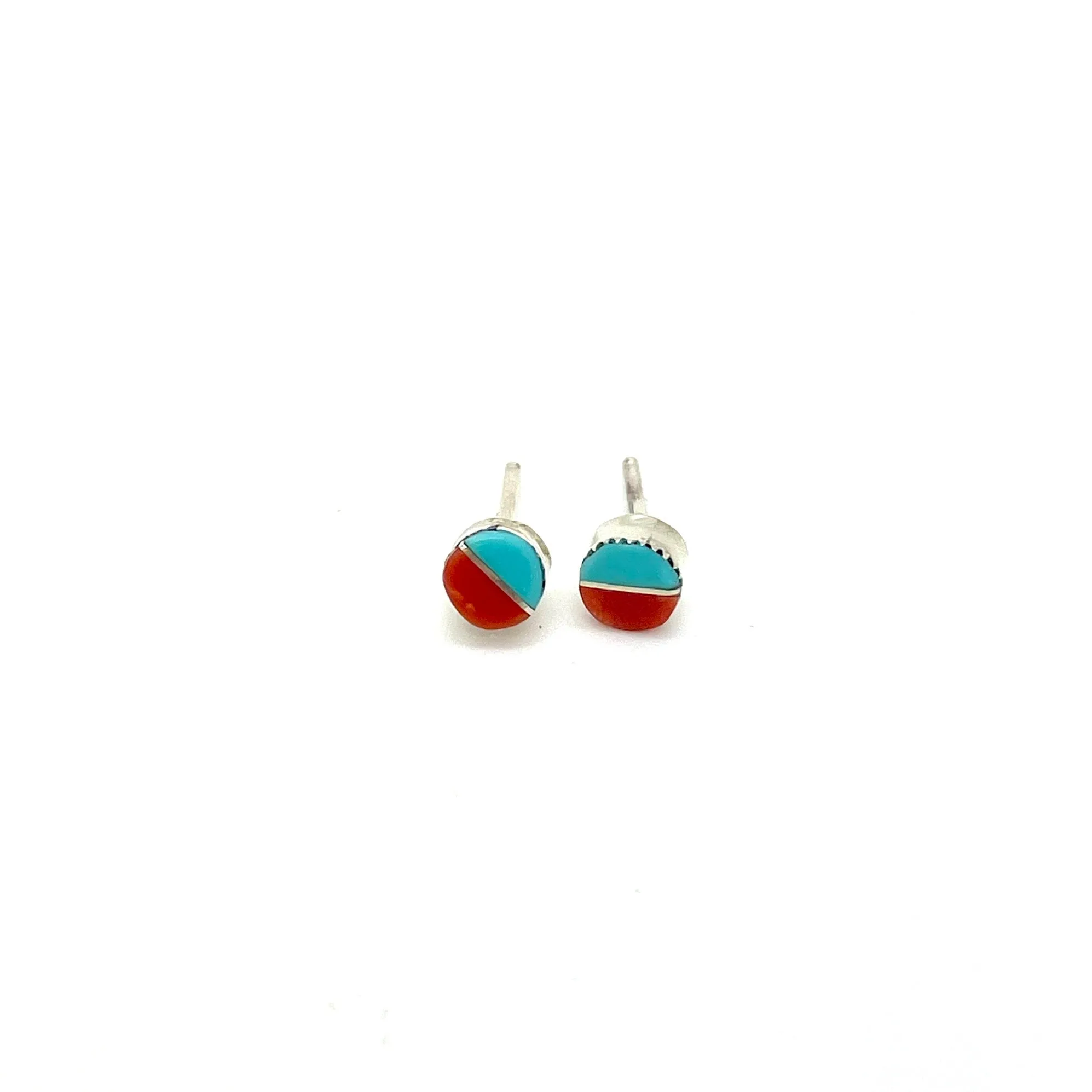 Turquoise and Coral Studs