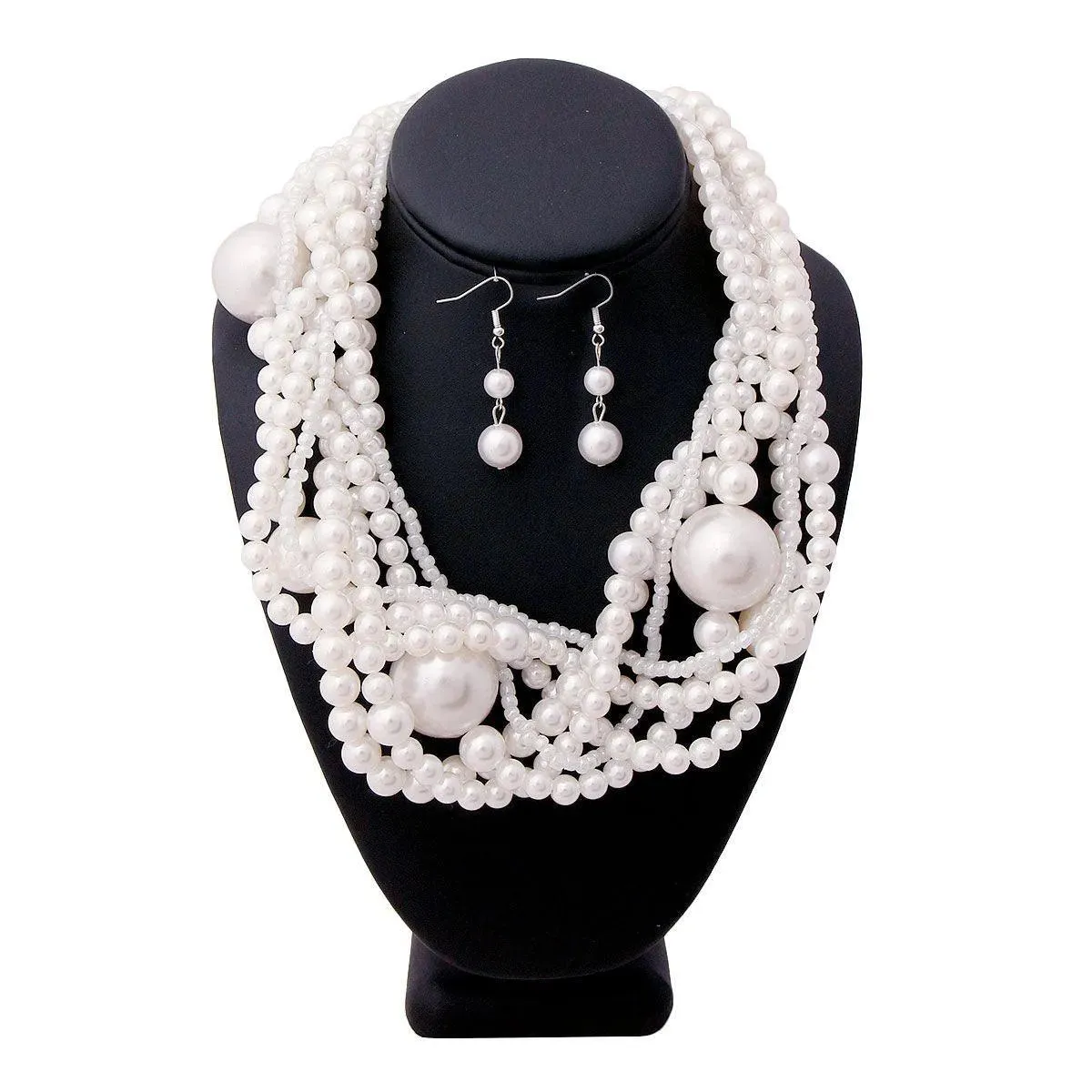 Unveil Sophistication with a Stunning White Pearl Torsade Necklace Set