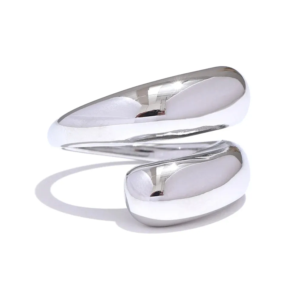 VAIGE Chic Geometric Stainless Steel Ring - Unique 18K PVD Plated Water Resistant Fashion Jewelry Gift