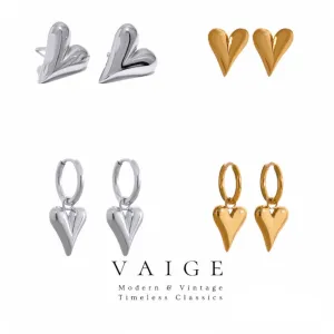 VAIGE Elegant Heart-Shaped Huggie Hoop Earrings in Gold and Silver