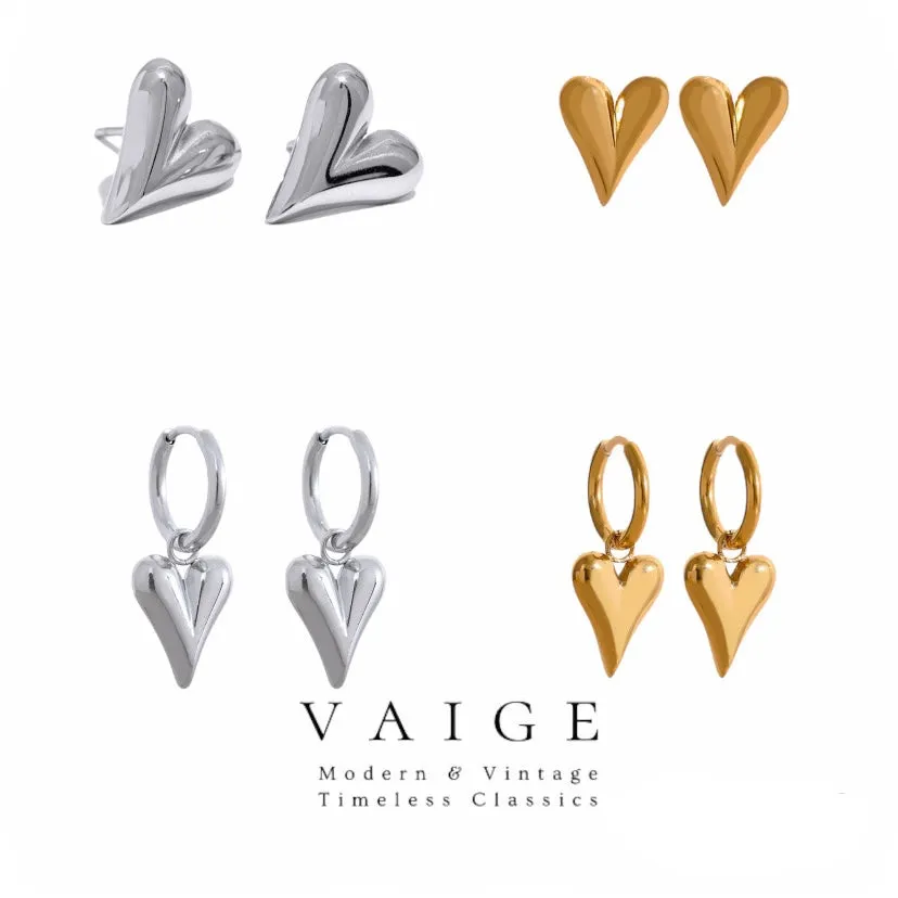 VAIGE Elegant Heart-Shaped Huggie Hoop Earrings in Gold and Silver