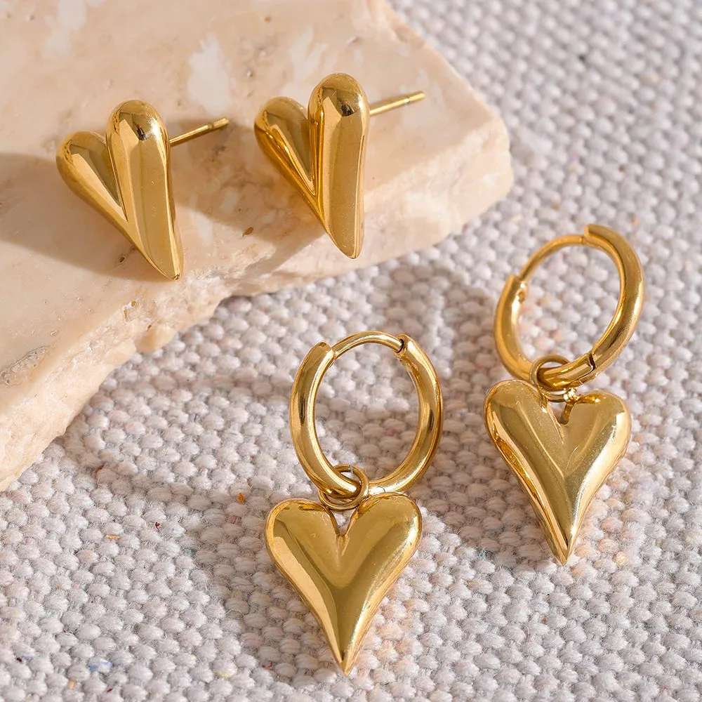 VAIGE Elegant Heart-Shaped Huggie Hoop Earrings in Gold and Silver