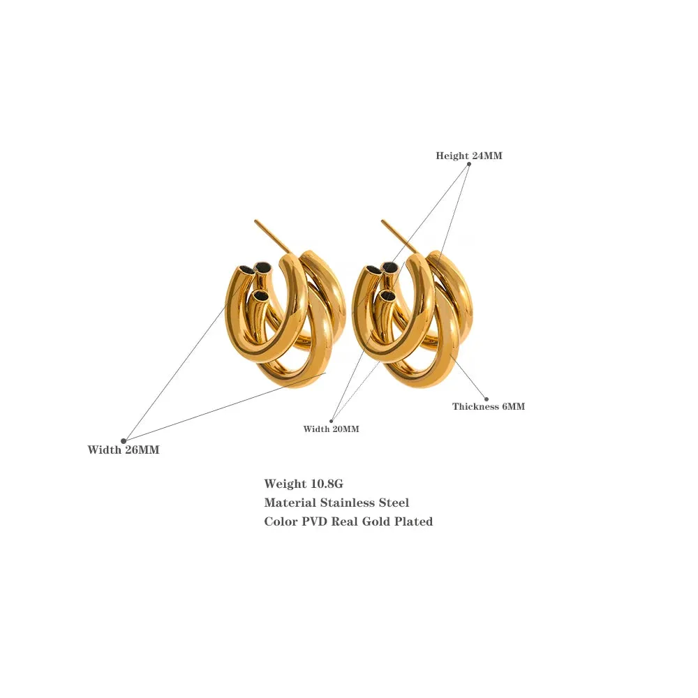 VAIGE Stunning Geometric Stainless Steel Gold Plated Metal Stud Earrings