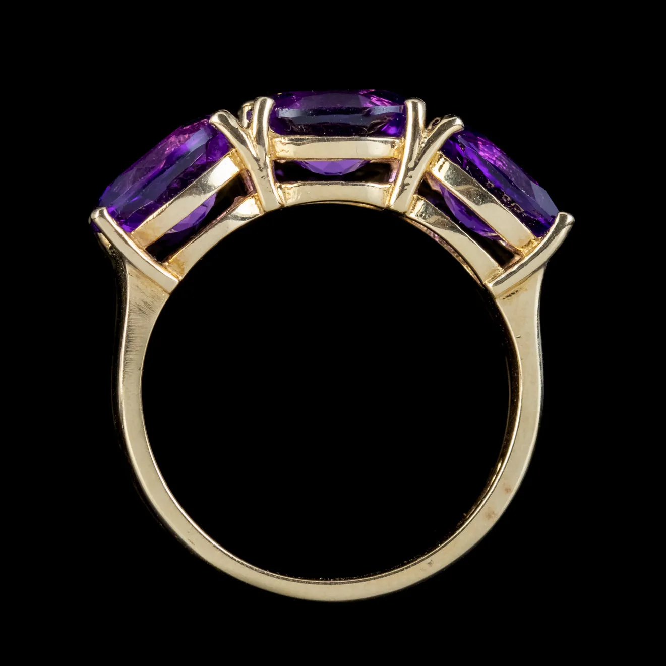 Victorian Style Amethyst Trilogy Ring 4.5ct Total