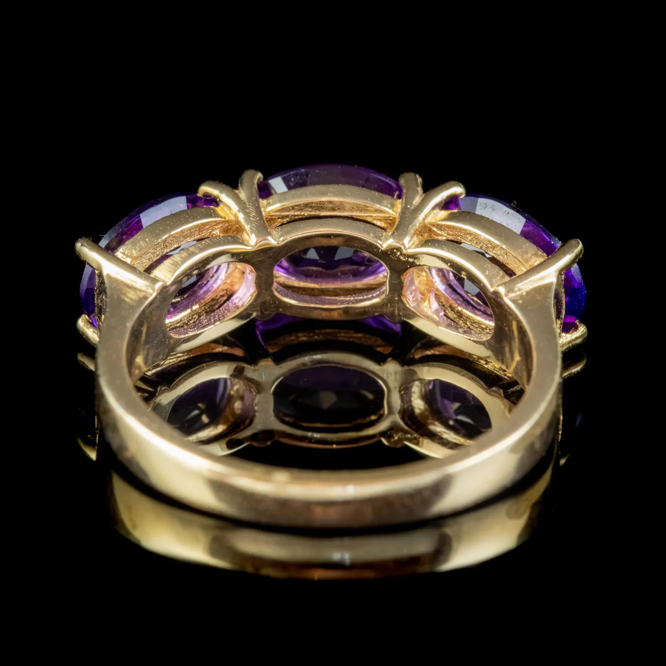 Victorian Style Amethyst Trilogy Ring 4.5ct Total