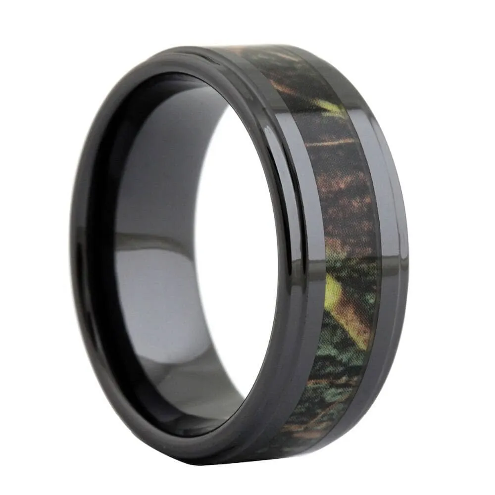 Vintage Black Ceramic Men's Wedding Band