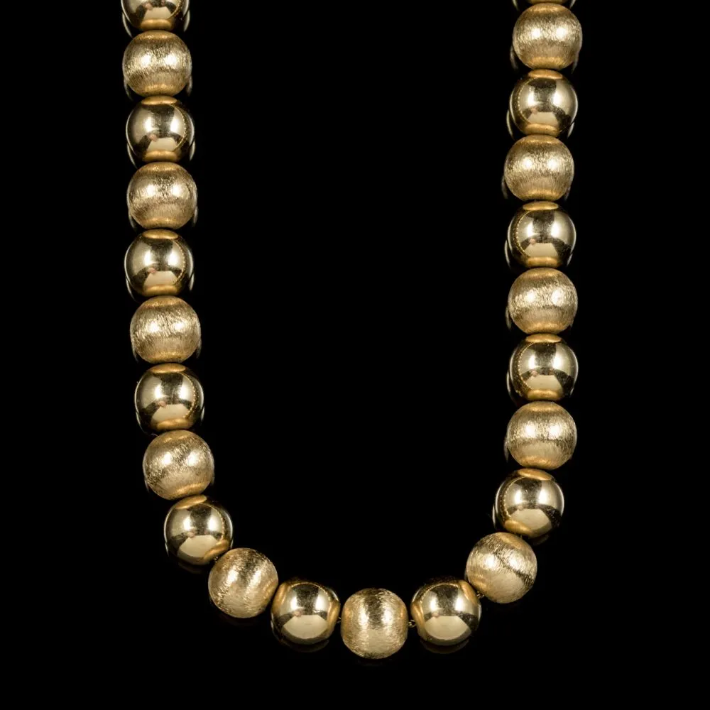 Vintage Solid 14Ct Gold Beaded Necklace