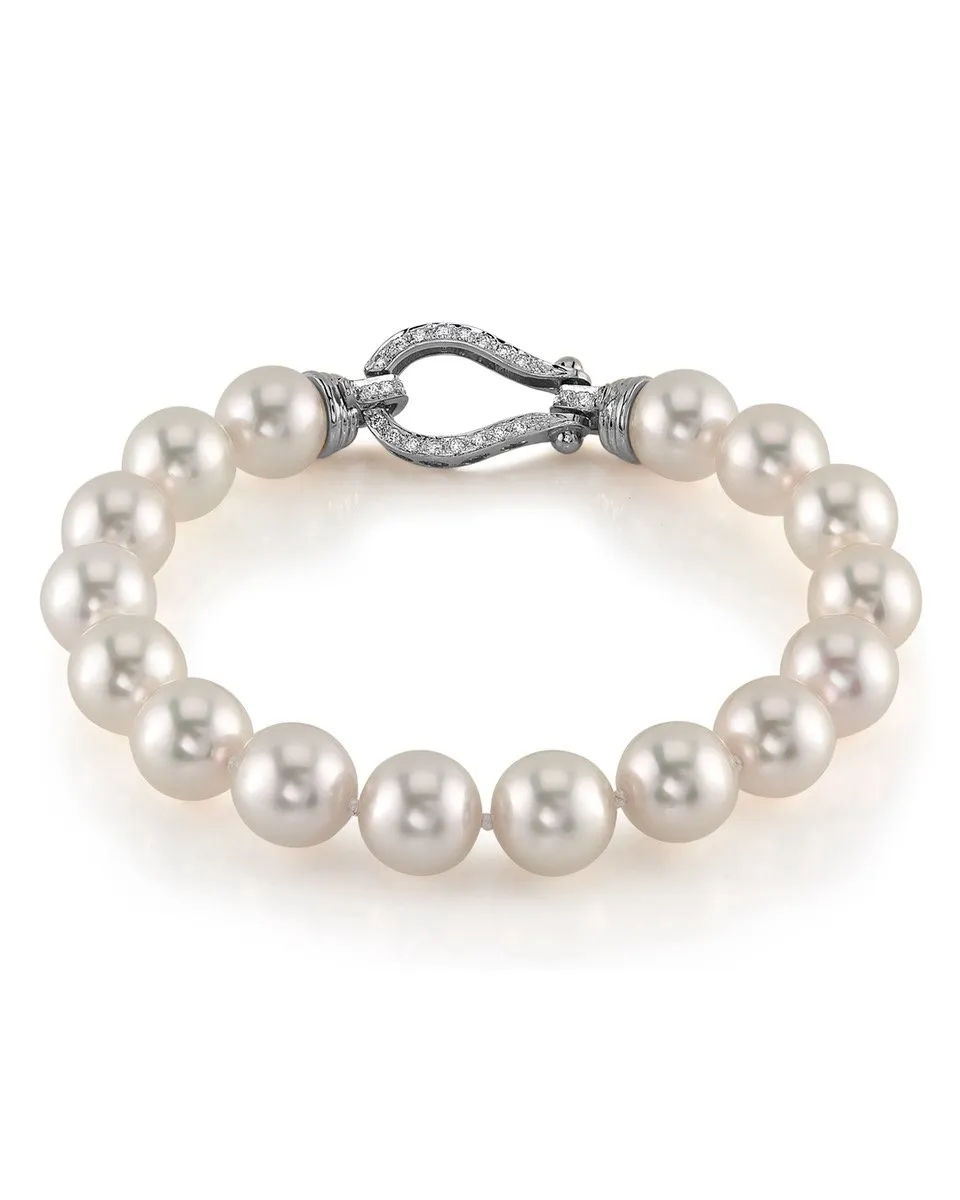 White Japanese Hanadama Akoya Pearl Bracelet, 9.0-9.5mm