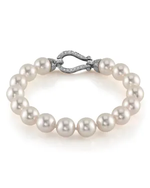 White Japanese Hanadama Akoya Pearl Bracelet, 9.0-9.5mm