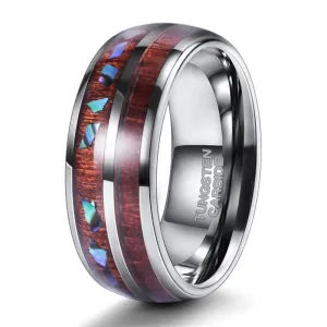 Wood & Shell Men's Tungsten Wedding Band