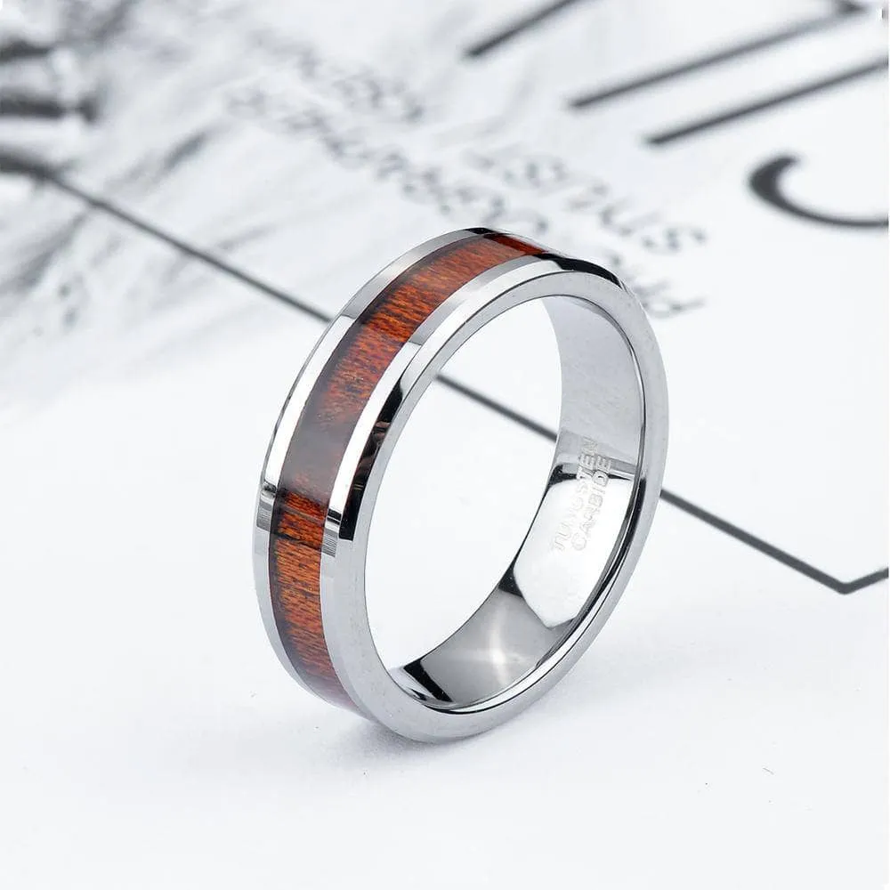 Wooden Men's Tungsten Wedding Band