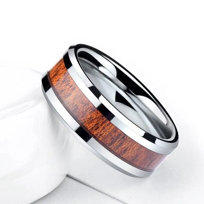 Wooden Men's Tungsten Wedding Band