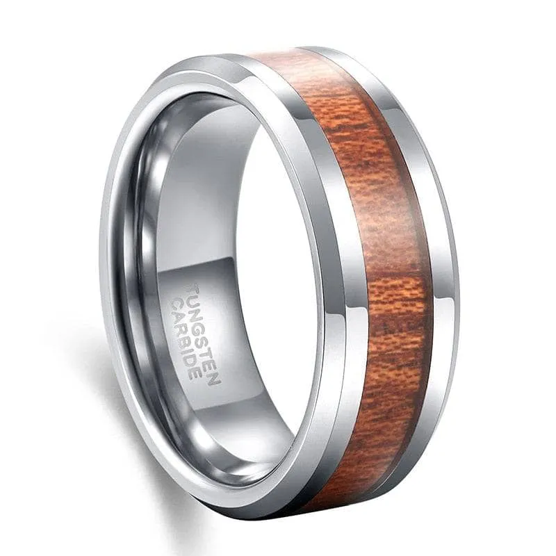 Wooden Men's Tungsten Wedding Band