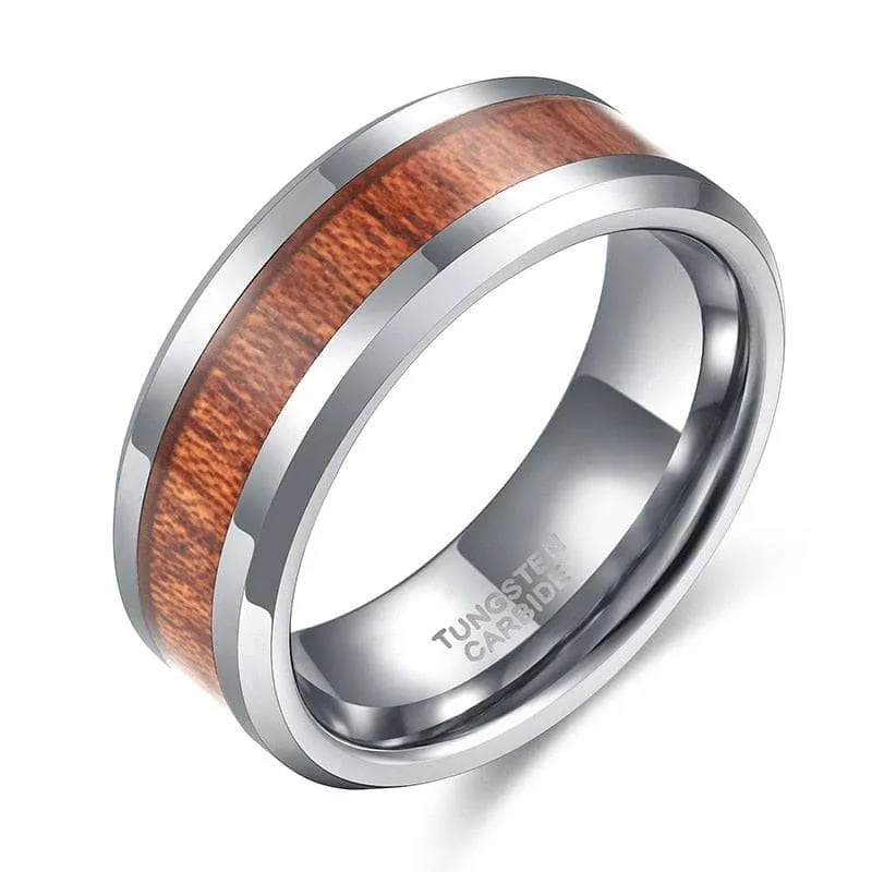 Wooden Men's Tungsten Wedding Band