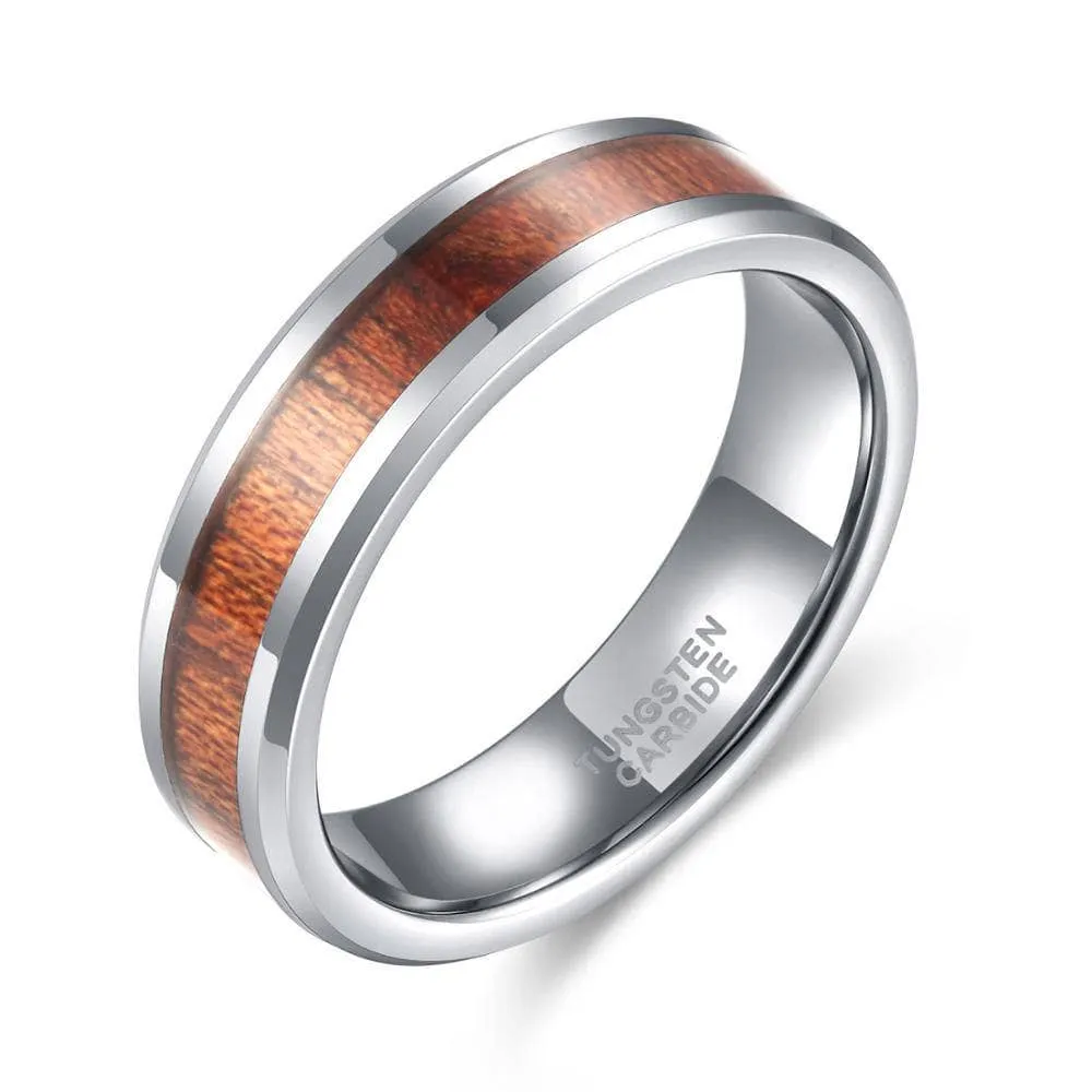 Wooden Men's Tungsten Wedding Band