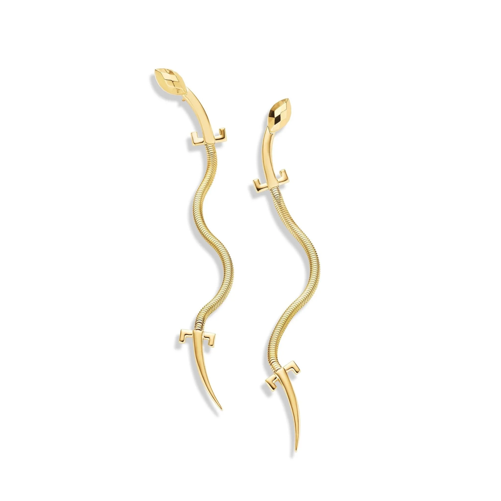 Yellow Gold Origin Drop Earrings with Facets