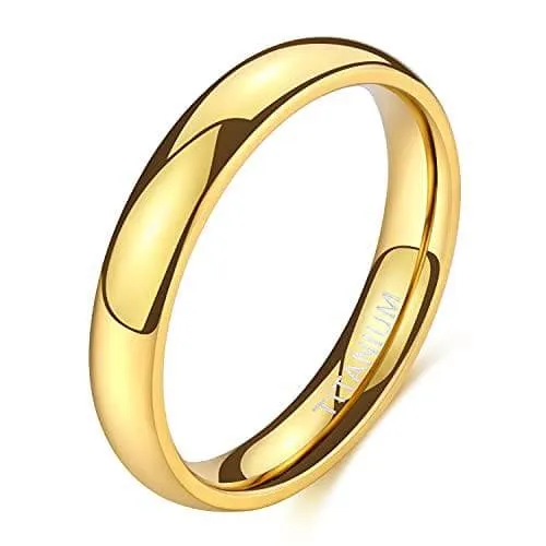 Yellow Gold Titanium Men's Wedding Band