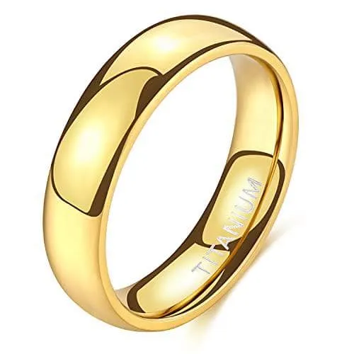 Yellow Gold Titanium Men's Wedding Band