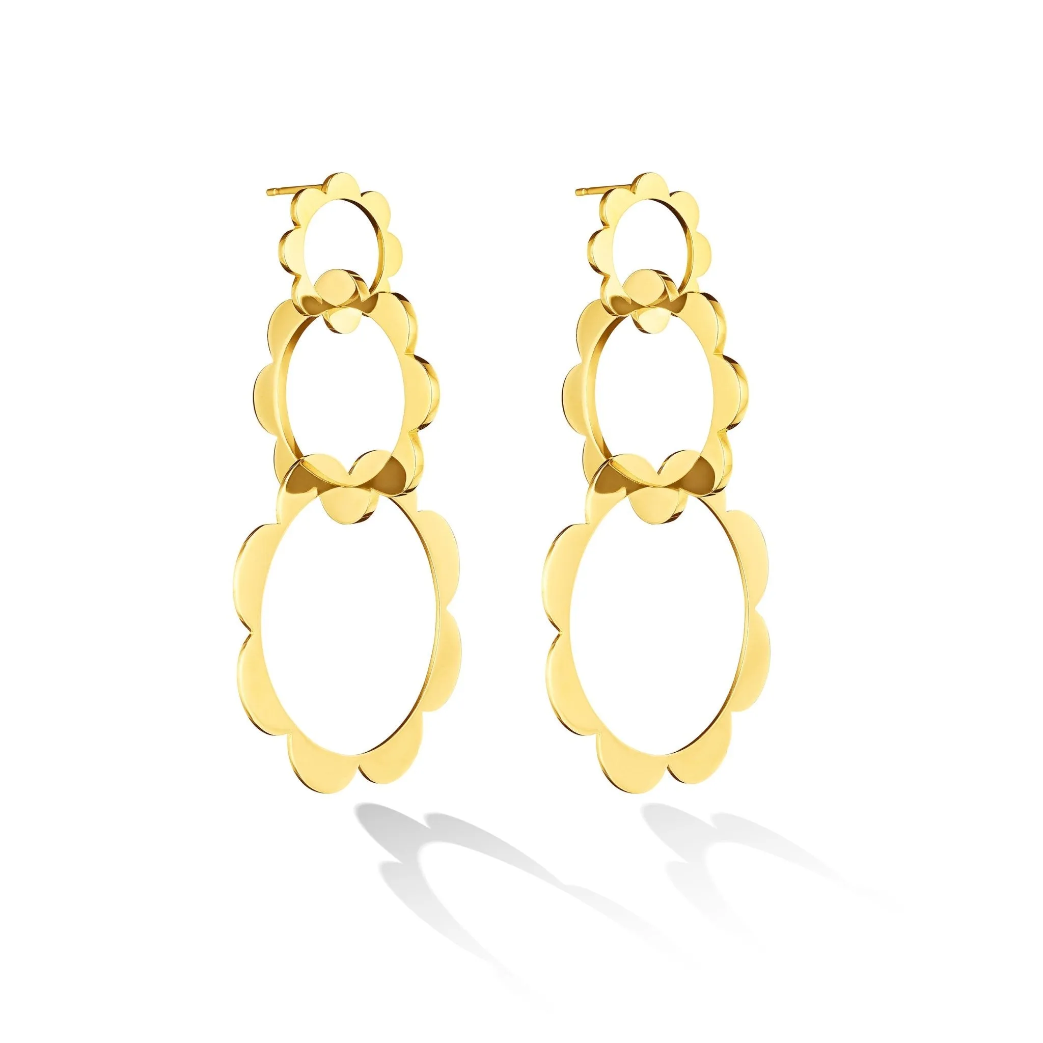 Yellow Gold Trio Unity Drop Earrings