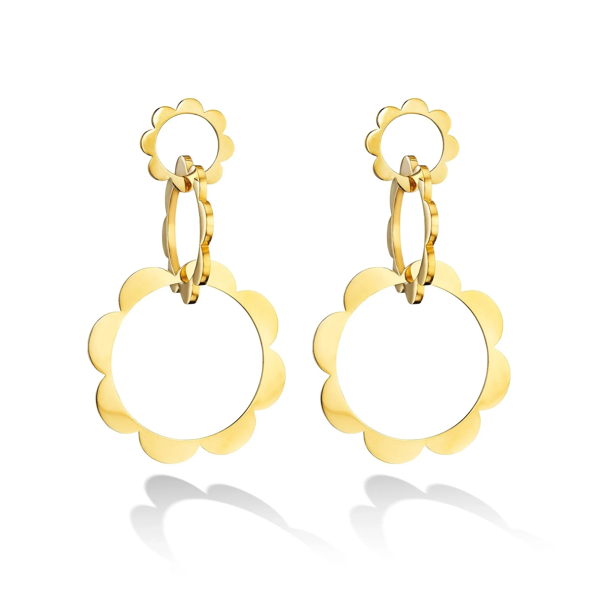 Yellow Gold Trio Unity Drop Earrings