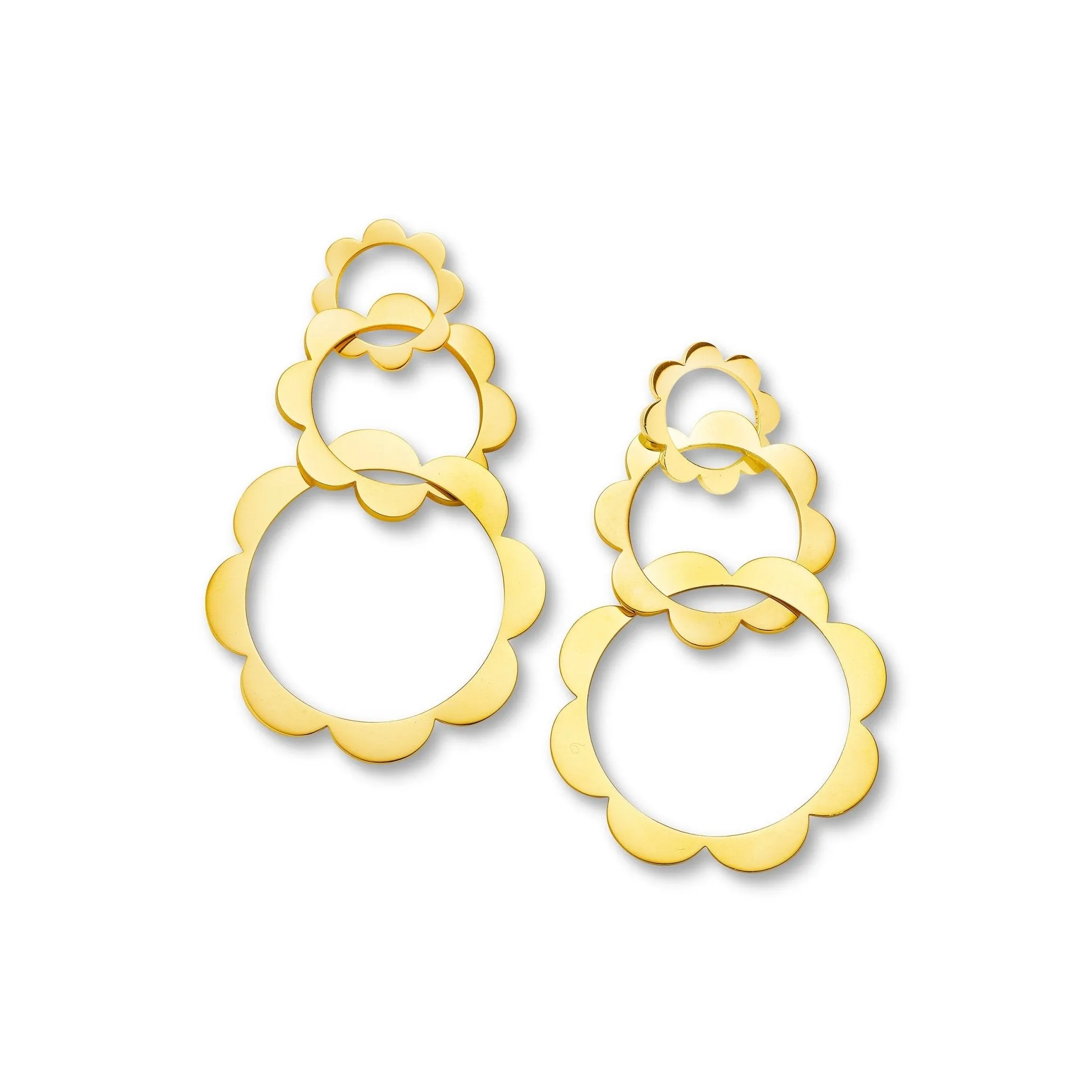 Yellow Gold Trio Unity Drop Earrings